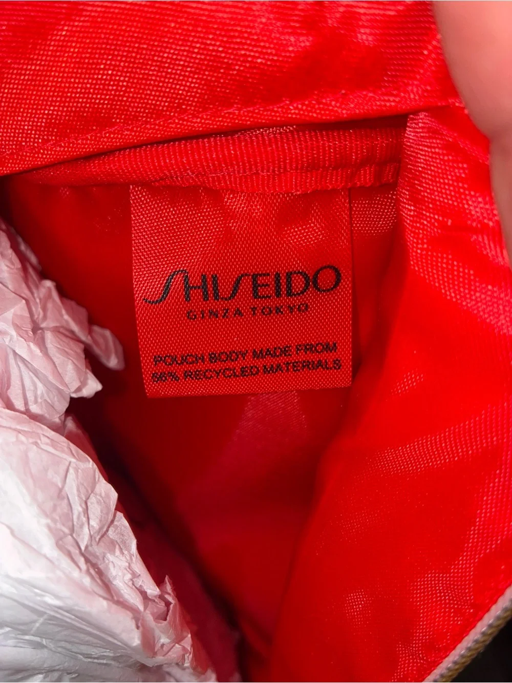 Shiseido Ginza Tokyo Red & White Striped Cosmetic Pouch